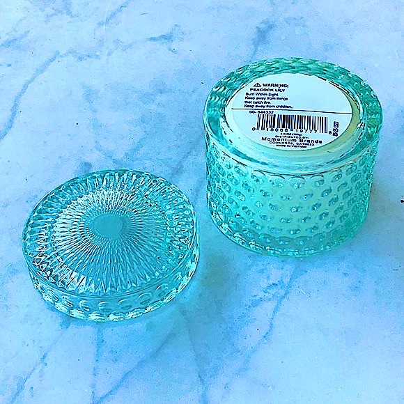 SUSAN JACOBS NEW YORK CANDLE PEACOCK LILYY NEW 1 WICK PEACOCK GREEN CRYSTAL - Picture 4 of 4